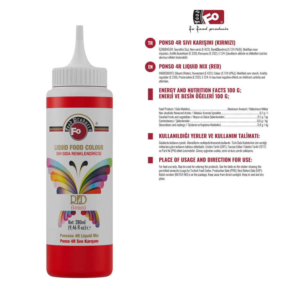 Özmer | Colorant alimentaire liquide rouge 280 ml