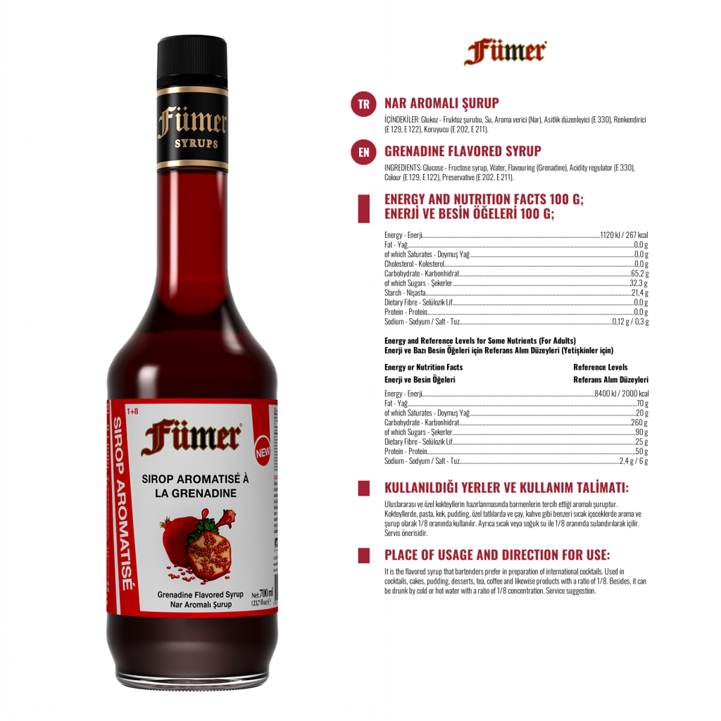Özmer | Nar Aromalı Kokteyl Şurubu 700ml