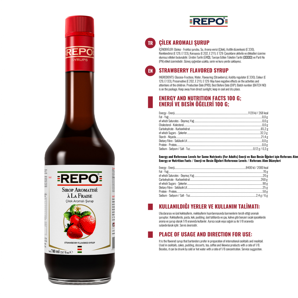 Özmer | Jarabe de Cóctel con Sabor a Fresa 700ml