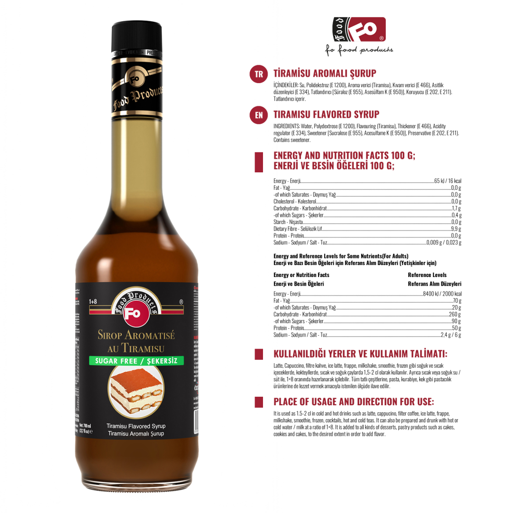 Özmer | Jarabe con Sabor a Tiramisú sin Azúcar 700ml