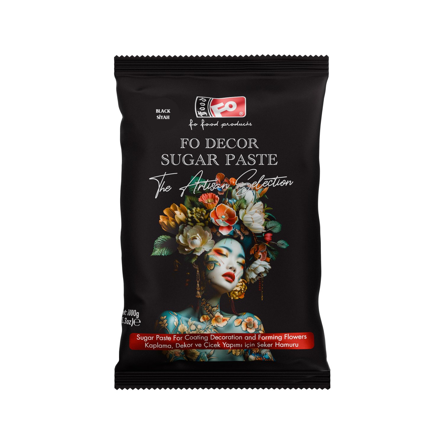 Özmer | FO - Black Sugar Paste for Coating, Decoration and Forming Flowers 1Kg