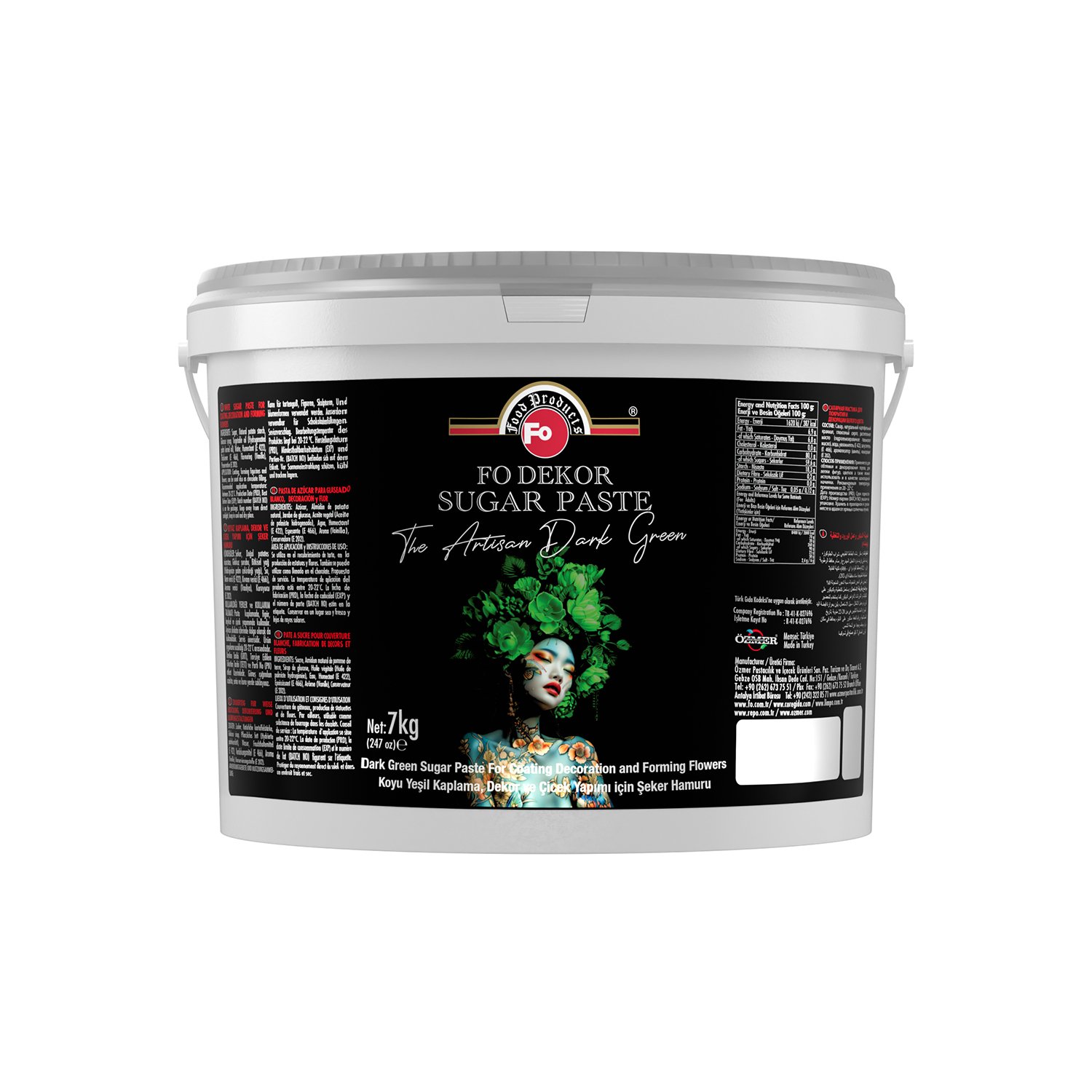 Özmer | Pastacılık - Koyu Yeşil Fodekor Kaplama, Dekor ve Çiçek Yapımı için Şeker Hamuru 7kg