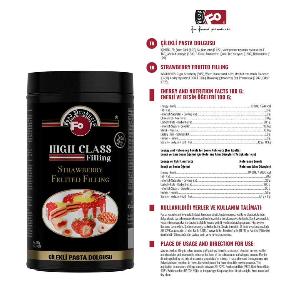 Özmer | High Class Çilekli Pasta Dolgusu 1kg