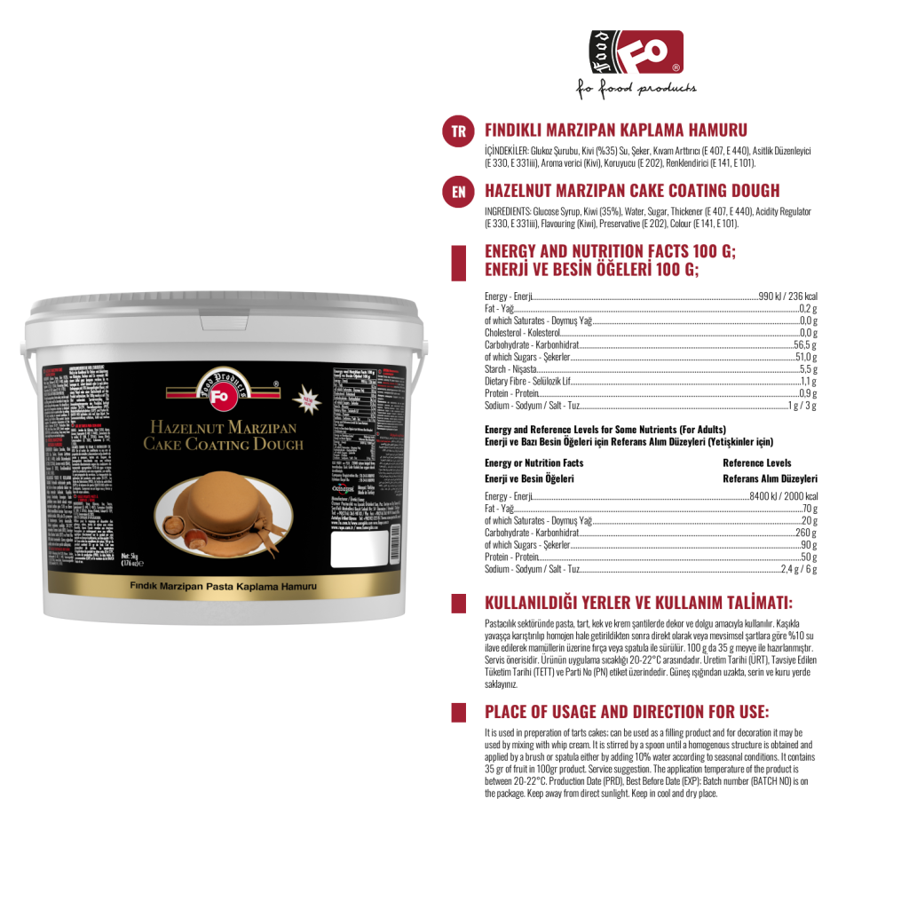 Özmer | Hazelnut Marzipan Pastry Coating Dough 1kg