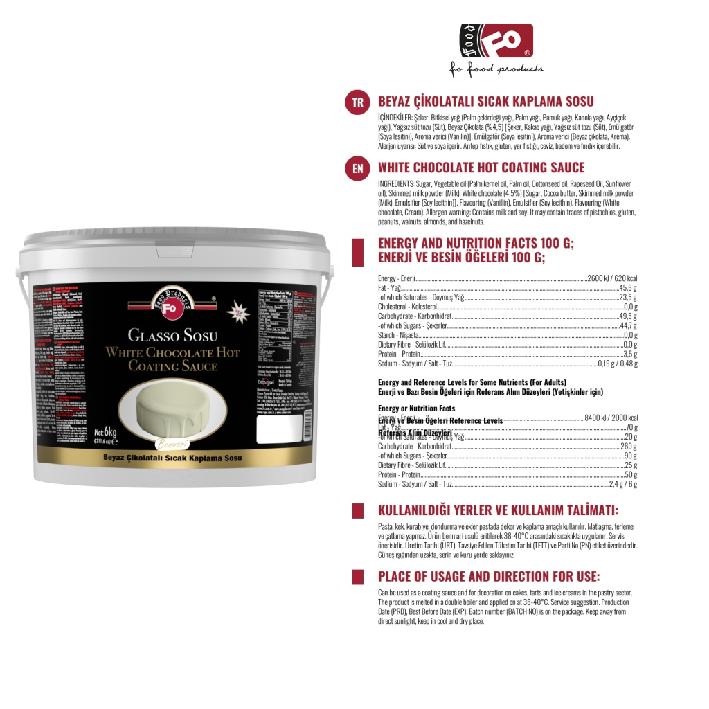 Özmer | Salsa De Cobertura Glasso Caliente Blanca 6kg