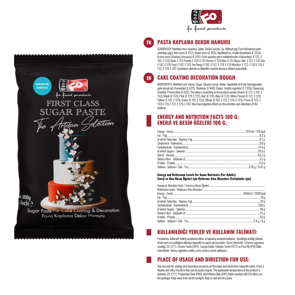 Özmer | Turquaise First Class Cake Coating Decoration Dough 1kg