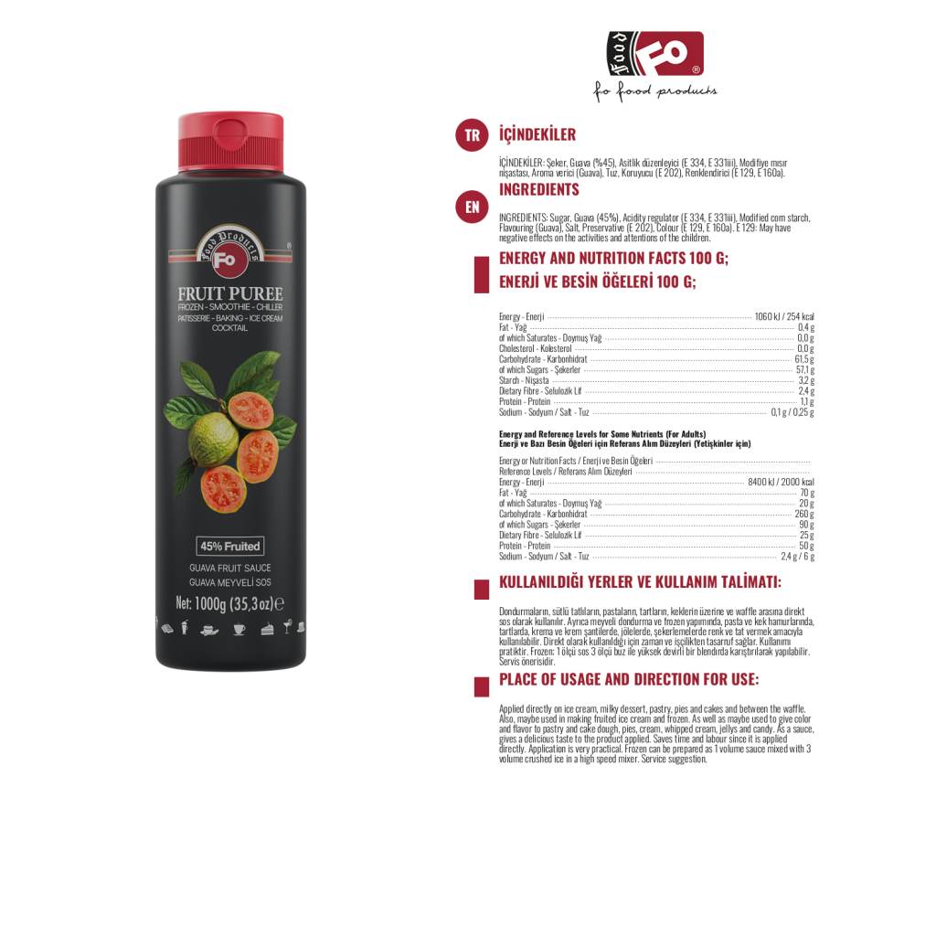 Özmer | Guava Meyveli Sos Frozen 1kg