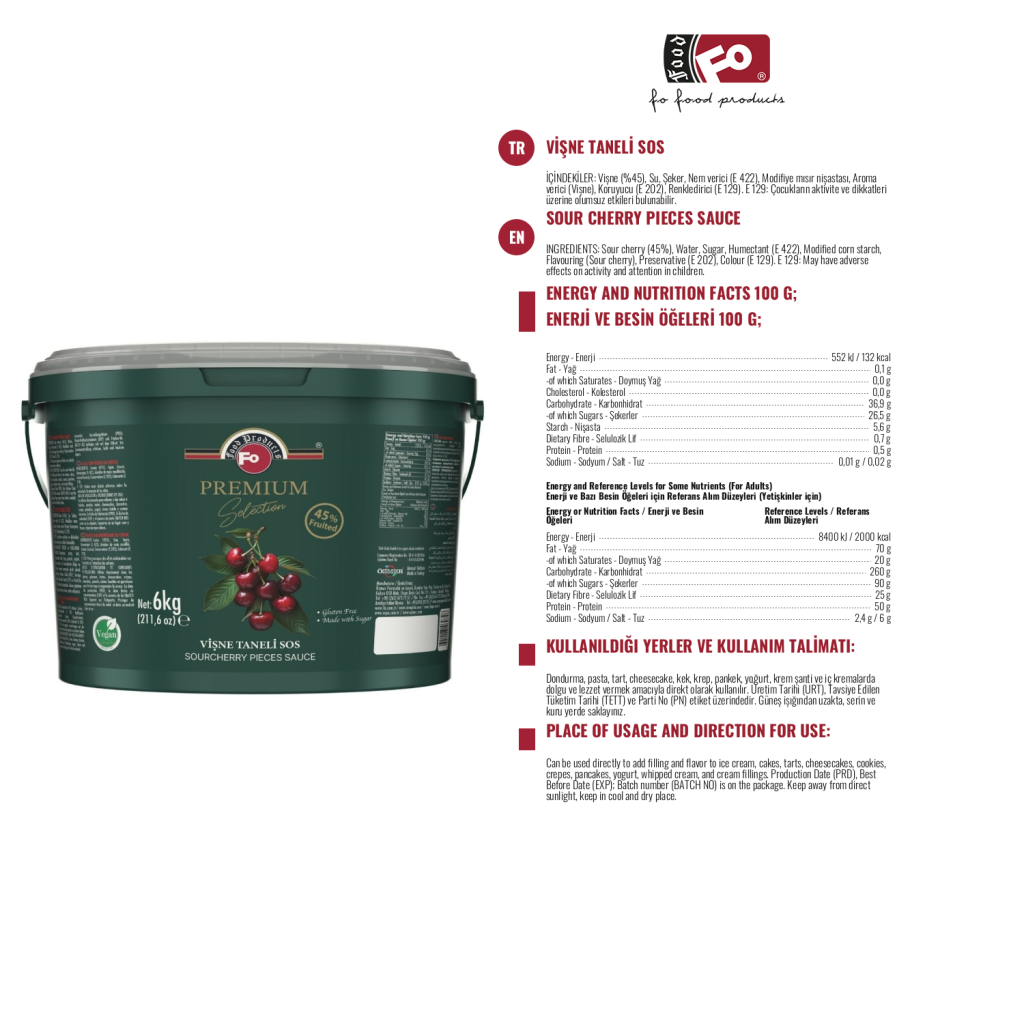 Özmer | FO Premium Selection Sauce aux Morceaux de Griotte 6 kg