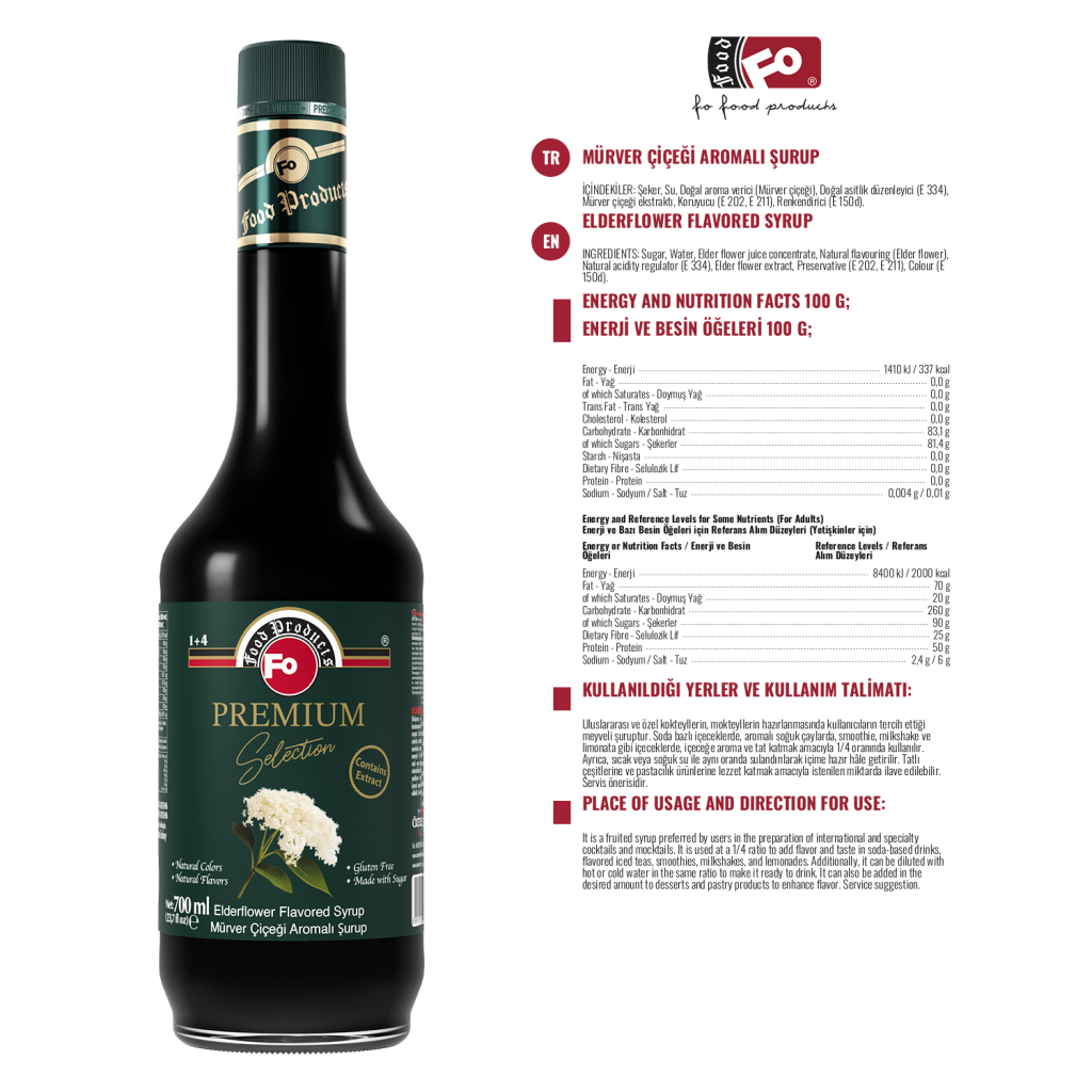 Özmer | Mürver Çiçeği Aromalı Şurup - Premium 700 ml